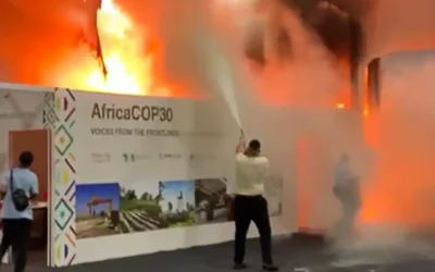 Incêndio atinge pavilhão de países e paralisa negociações da COP30 em Belém